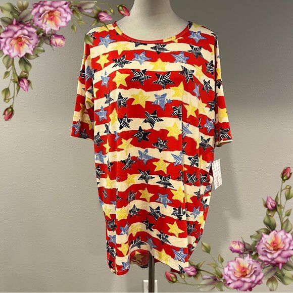 LuLaRoe Irma short sleeve fireworks print oversized top size small - Picture 1 of 10